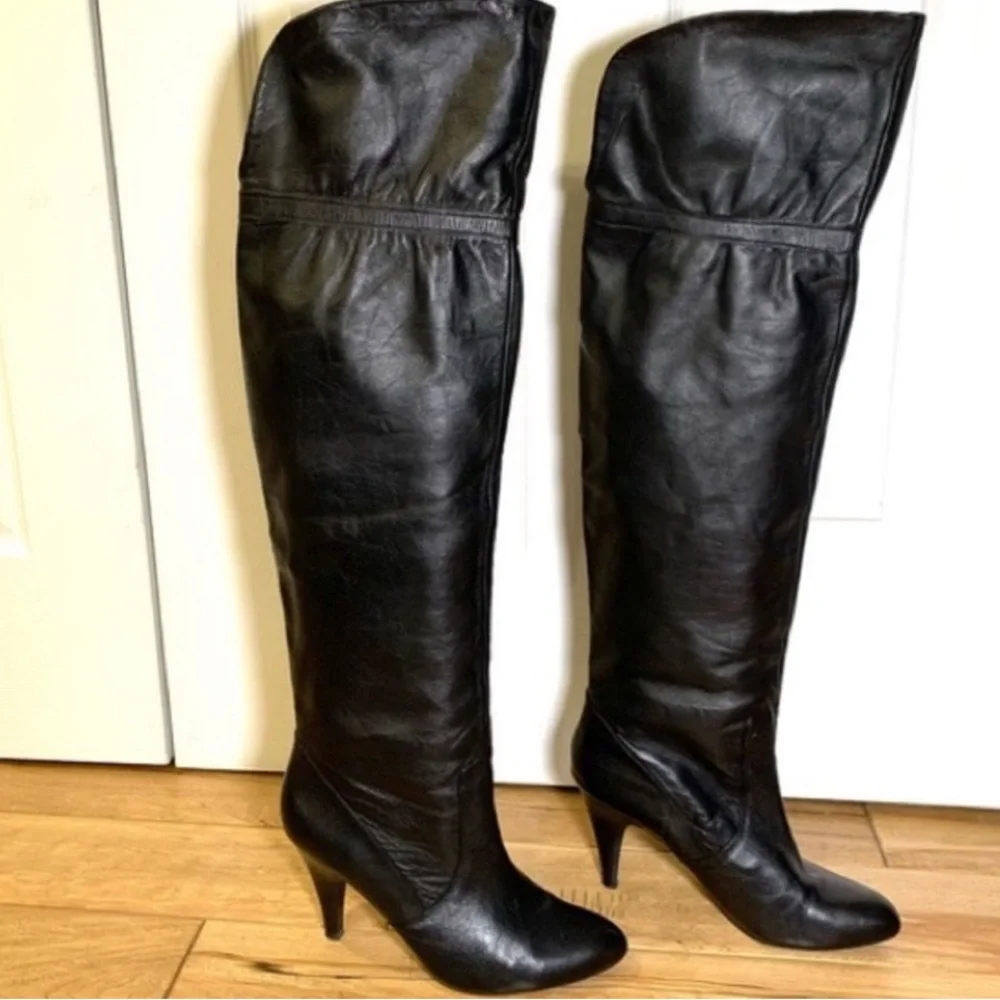 Marc Fisher Black Leather OTK Boots
